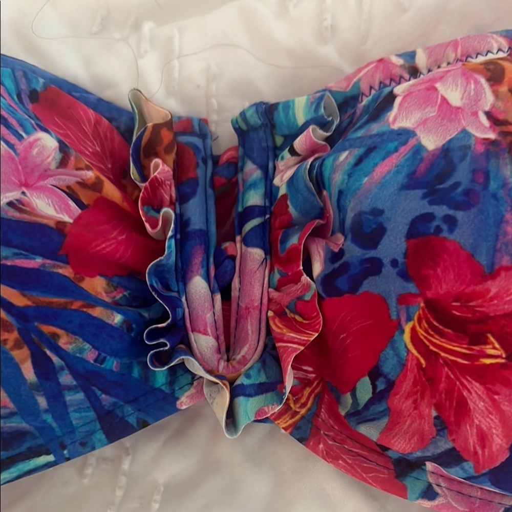 2Chillies Tropical Floral Bikini - Blue and Pink - Picture 3 of 10
